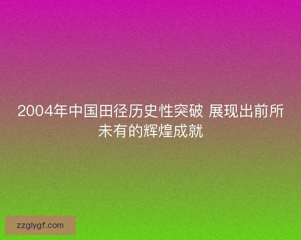 2004年中国田径历史性突破 展现出前所未有的辉煌成就